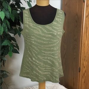 Style and Co. tank top Womans large olive with silver embellishments rib…